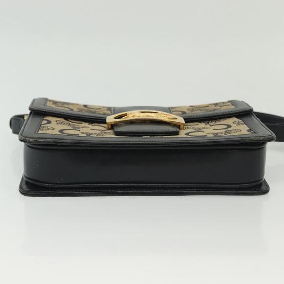 CELINE C Sulky Shoulder Bag Canvas Navy Gold - Picture 9 of 12